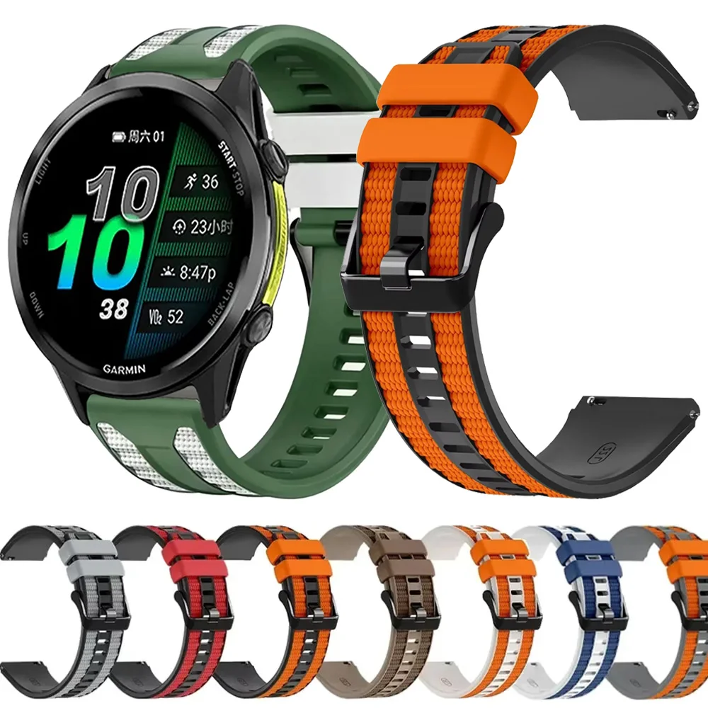 22mm Sport Silicone Strap For Garmin Forerunner 970 570 47mm 965 955 255/Venu 4 45mm Watchband Amazfit Balance 3-2-1 Bip 6-5-Max