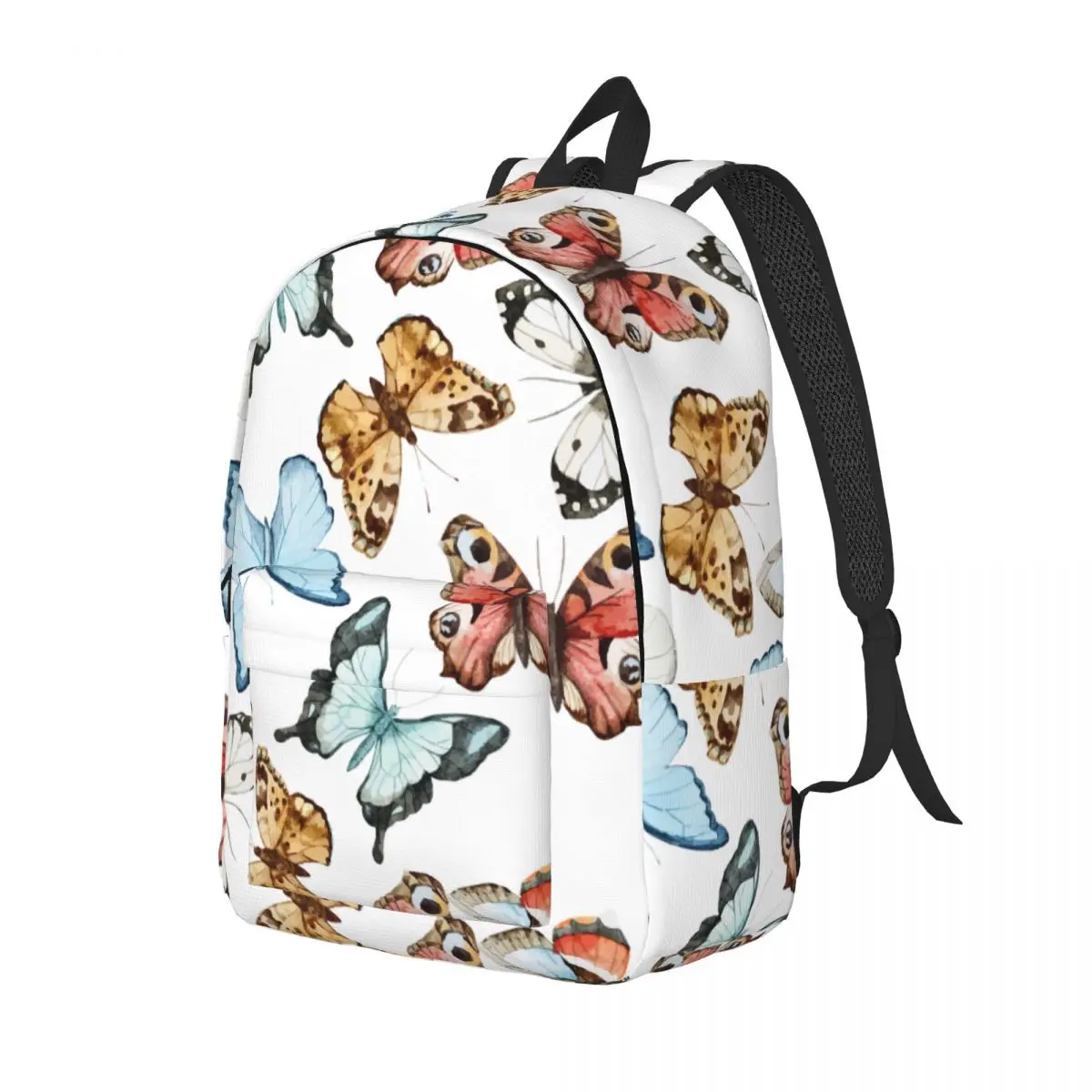 Butterfly Pattern for Men Women Student School Book Bags Colorful Butterflies Canvas Daypack Elementary High College Travel