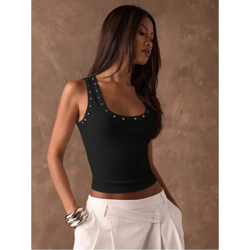 

Women's Summer Casual Beaded Decorated Vest,Summer Top