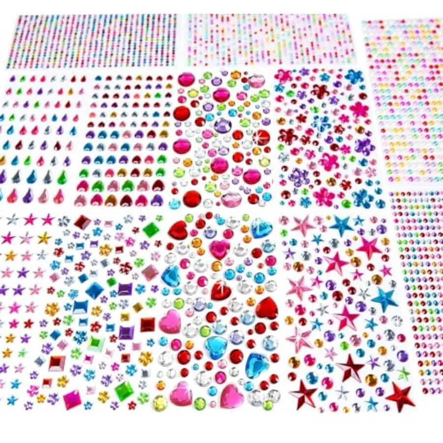 3228pcs Gems Stickers, Self Adhesive Rhinestone Jewel Stickers, Acrylic Gems DIY Craft Decorative Diamond Stickers, Assorted Sh
