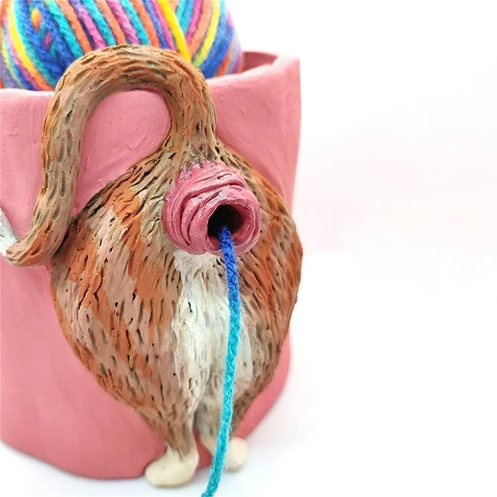 

Funny Cat Butt Yarn Bowls DIY Resin Crocheting Yarn Bowls Durable With Holes Crocheting Knitting Bowl Gift