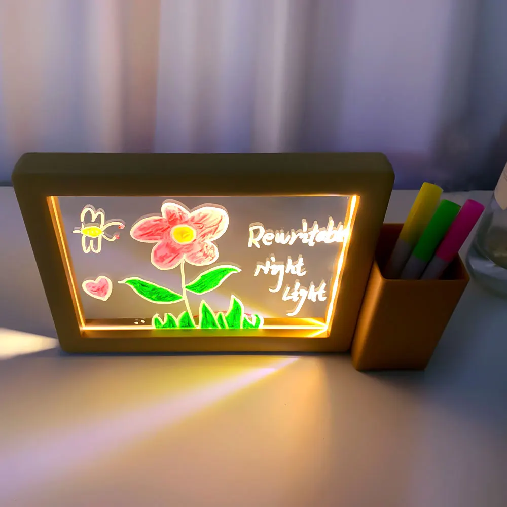 Rewritable Message Board Night Lights USB Transparent Acrylic Reminder Board Table Lamps Cute Room Decor Desktop Ornament gifts