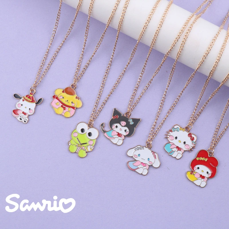 New Sanrio Sweater Chain Cartoon Figure Kawaii My Melody Kuromi Collars Alloy Pendant Necklace Girls Decoration Christmas Gifts