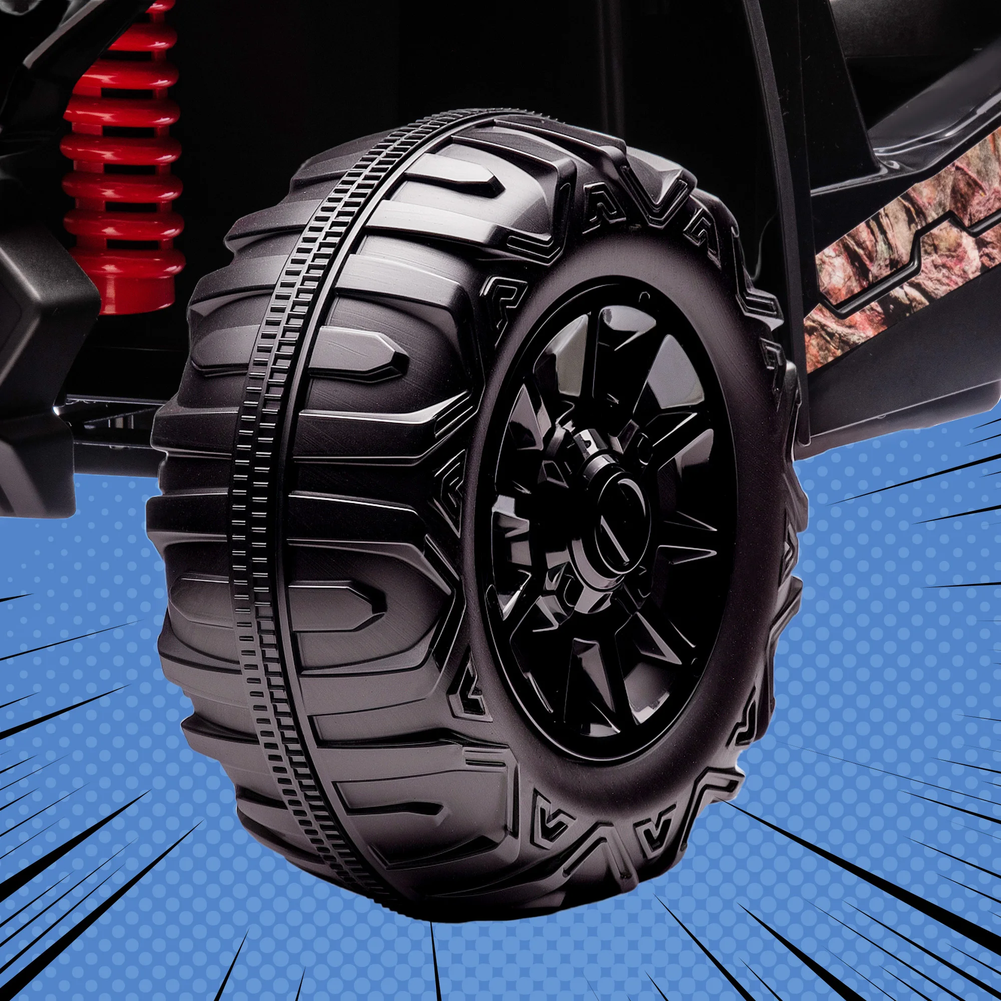 Elektrisches ATV-Auto für Kinder im Freien mit echter Federung und Fernbedienung, Tarnfarbe