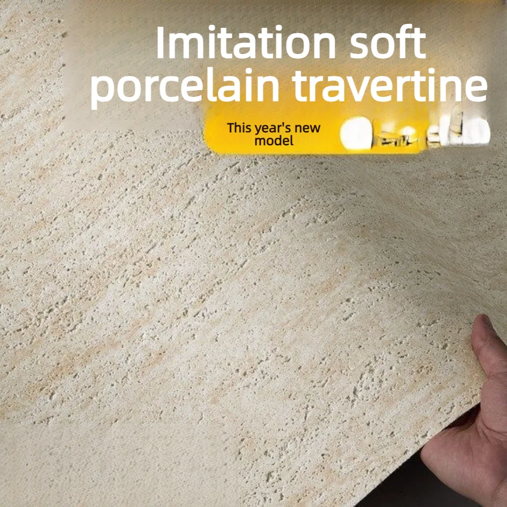 3D Travertine Faux Stone Self-Adhesive Wallpapers Home Decor Thickened Peel and Stick Wall Panels for Living Room Wall Cladding