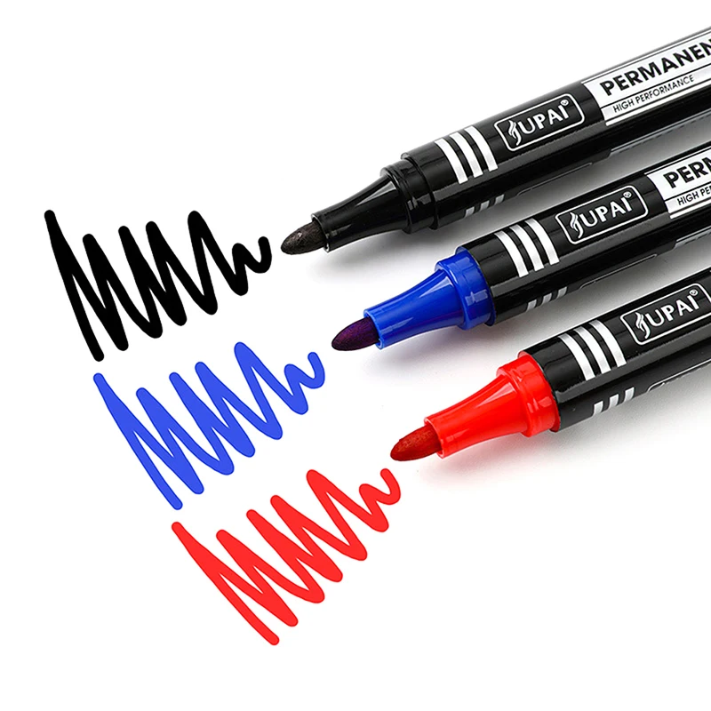 Waterproof Marker Pen Oil Permanent Dual Tip 2.8 mm Nib Black Blue Red School Office Stationery