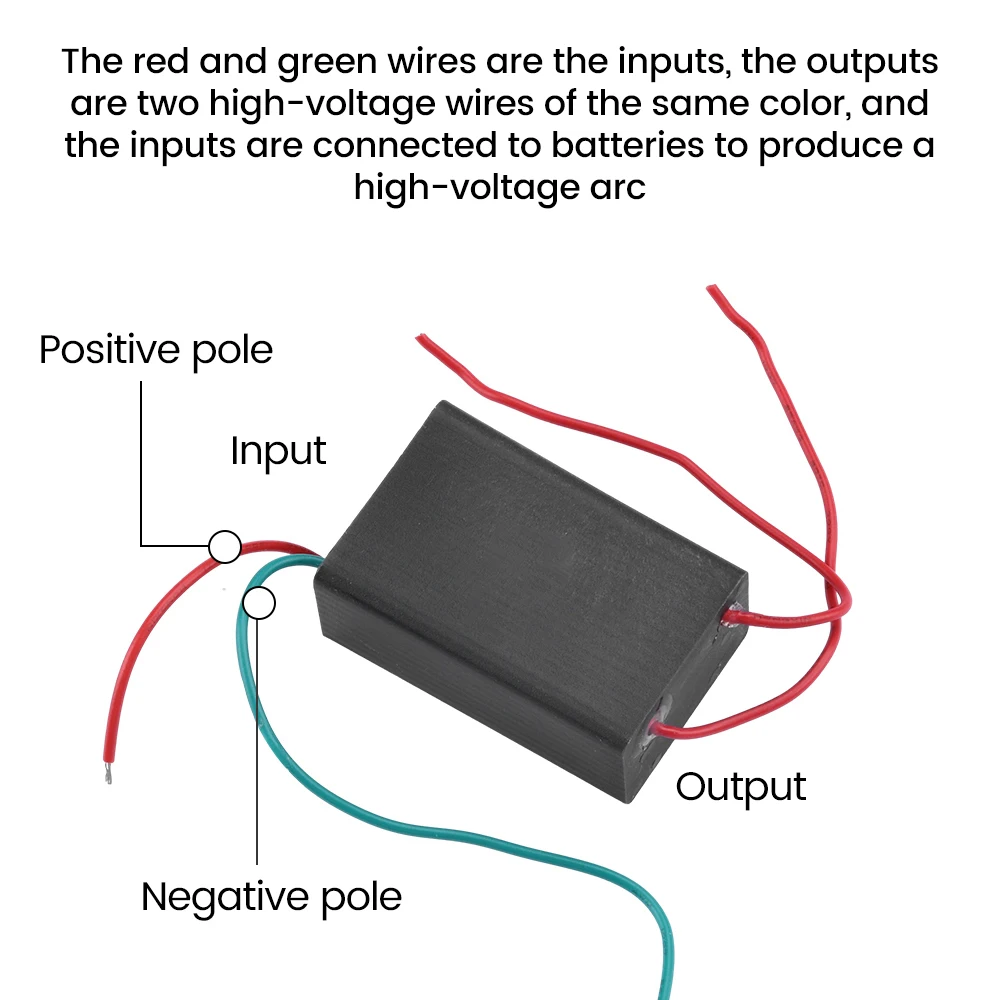 DC3.7-6V 2A 200KV szögletes / Futam Magas légnyomású levegő feszültség generátor Pulzus Körív generátor Befűtés Orsó Modul Erősítés lépés Felfelé Modul állítsa