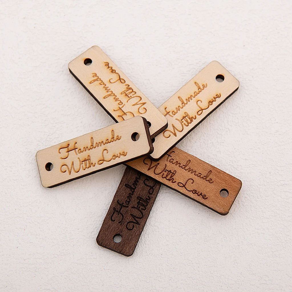 Rectangular Wooden Label, Wooden Buttons, Personalized,Custom Wood Name Tag, Gift Tags, Laser Engraved, DIY Wood Craft