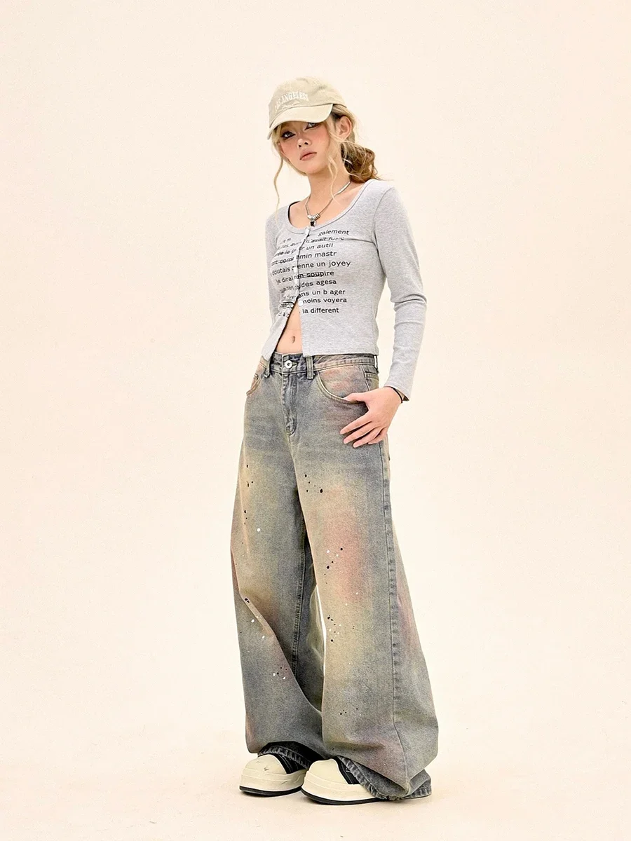 

Womens Loose Straight Leg Jeans Distressed Spring New Sle High Street Vintage Long Pants Casual Bf American Sle