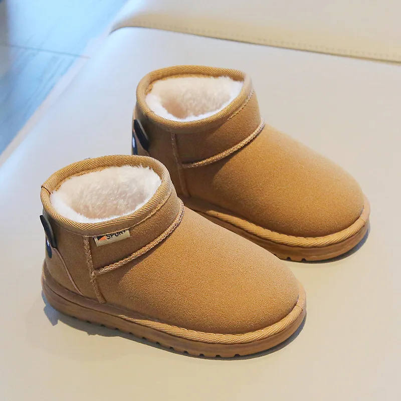 2024 Winter New Snow Boot for Children Ankle Boots Plush Cashmere Warm Boys and Girls Boots Thicken Fleece Lined Kids Warm Shoes