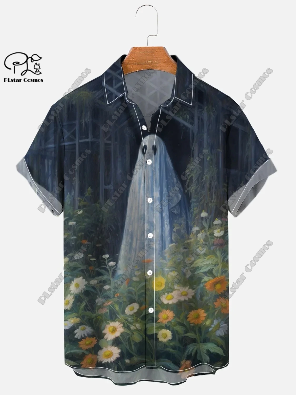 3D-Druck beängstigend Geist Halloween Hawaii Shirt Sommer Kurzarm Shirt Unisex Shirt übergroße 5xl Halloween Geschenk YL-1