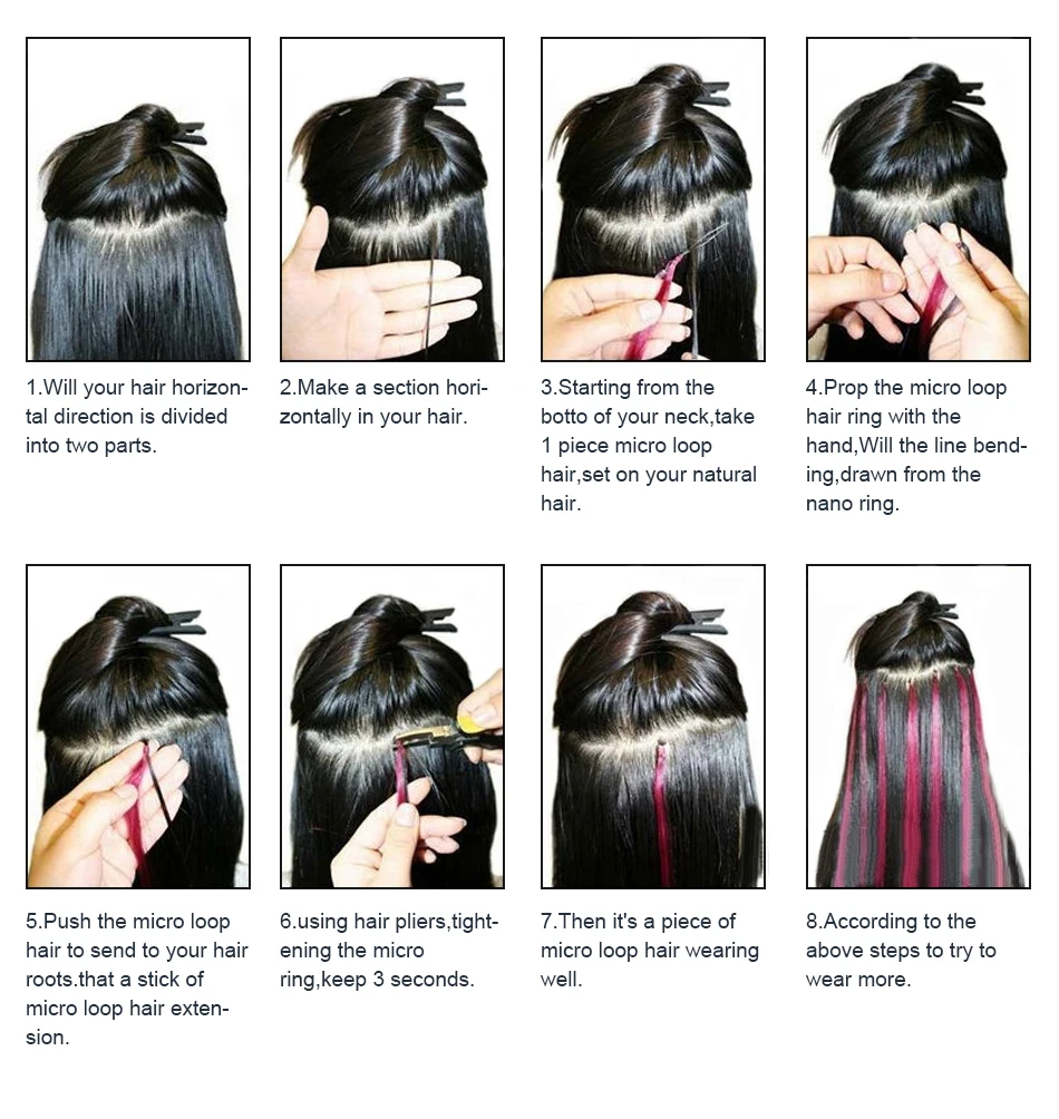 Extensões de Cabelo Humano Liso BOYMIA 12/16/20 Polegadas com Micro Loop, Apliques de Qualidade Profissional para Mulheres, Sem Danificar o Cabelo