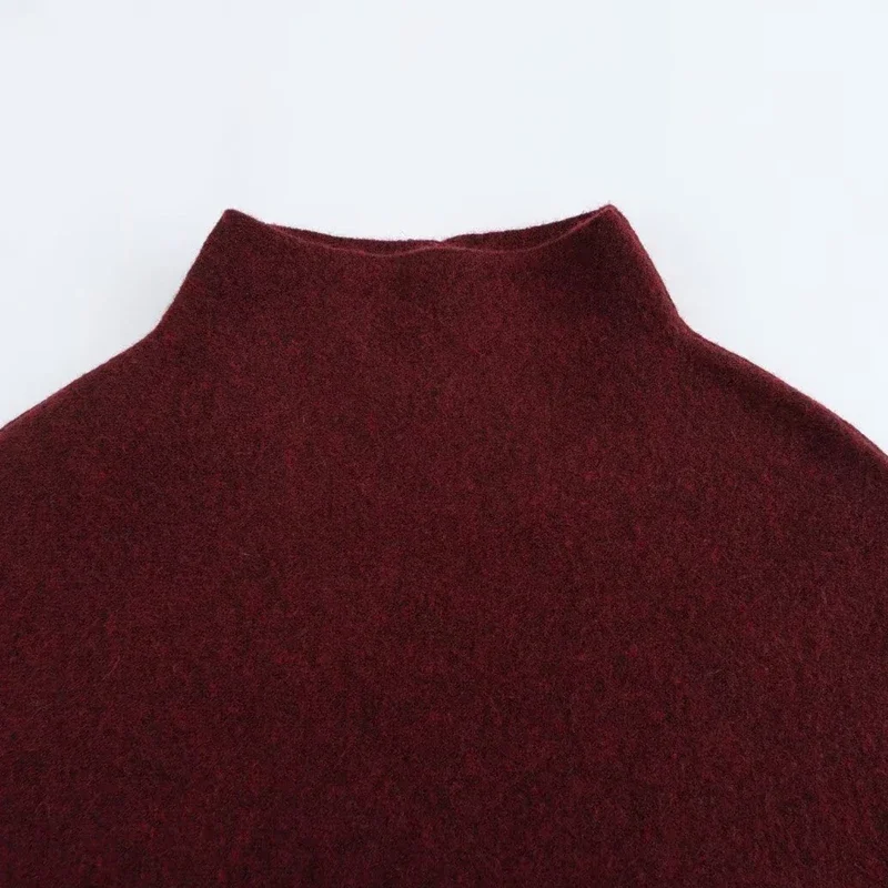 TRAF capas de punto asimétricas para mujer, capa de otoño Borgoña para invierno, Ponchos para mujer, capa roja holgada, abrigos nuevos, Poncho cálido y elegante para mujer
