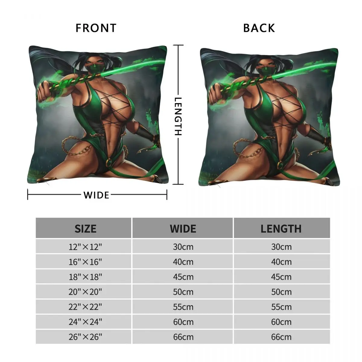 Jade Mortal Kombat Square Pillowcase Polyester Linen Velvet Pattern Zip Decor Home Cushion Cover Wholesale