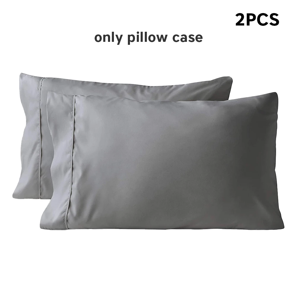 1pair Hotel Standard Size Grey Ultra Soft Cover Bedroom Pillow Case Simple Brushed Fabric Easy Clean Solid Envelope Closure Home