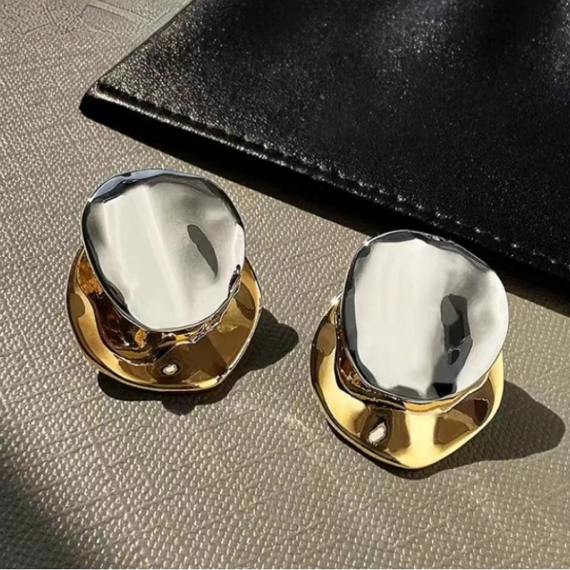 Trendy Jewelry 2024 Trend New Splicing Color Metal Stud Earrings For Women Girl Gift Hot Sale Fashion Accessories