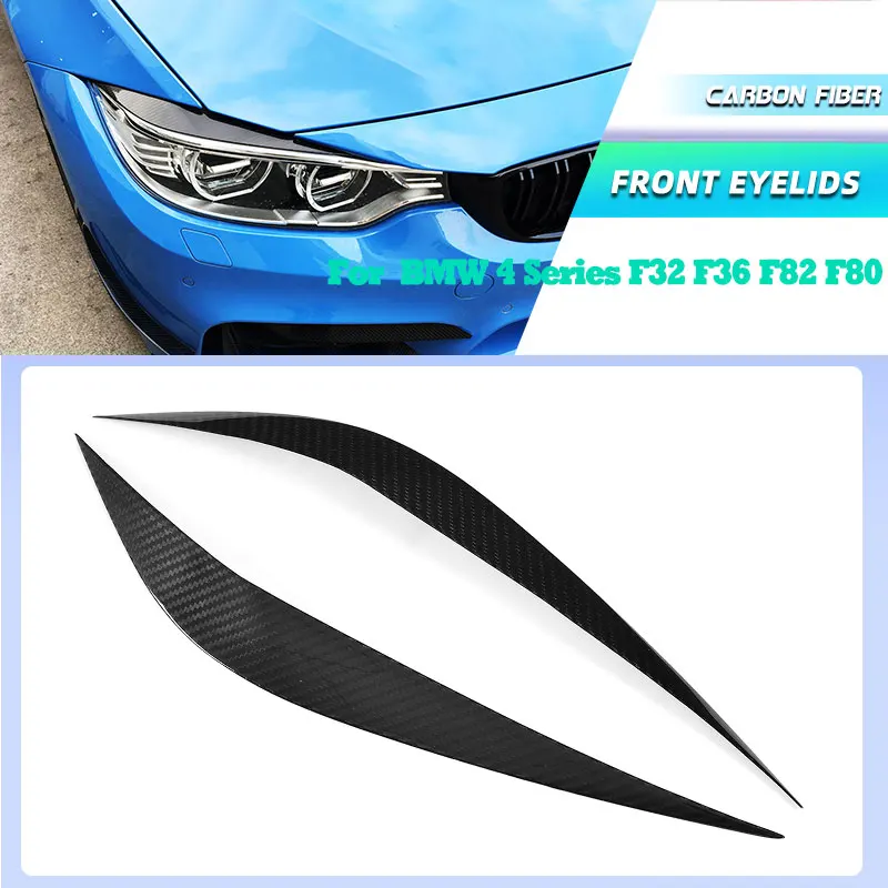 

Carbon Fiber Headlight Eyebrows Eyelids Trims For BMW 4 Series F32 F33 F36 F82 F83 M4 F80 M3 2014-2019 Car Front Lamp Eyebrows