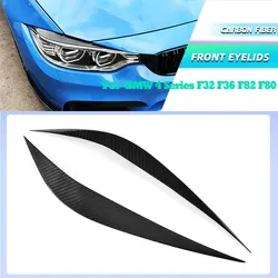 Carbon Fiber Headlight Eyebrows Eyelids Trims For BMW 4 Series F32 F33 F36 F82 F83 M4 F80 M3 2014-2019 Car Front Lamp Eyebrows