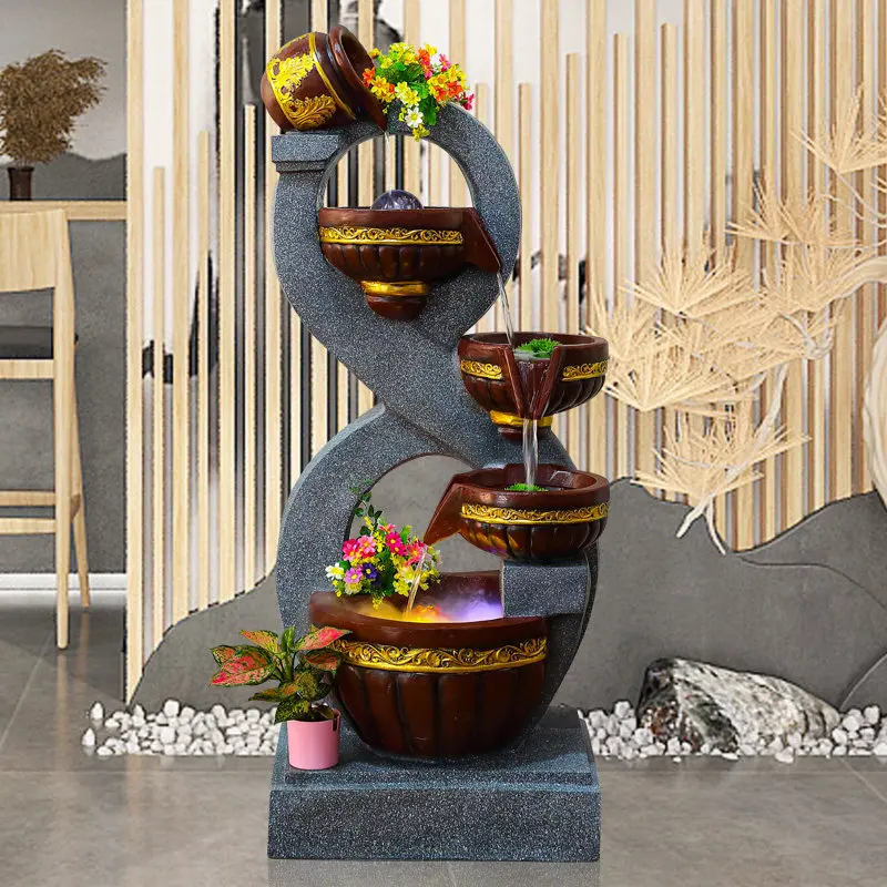 Floor-to-ceiling ornaments, simple modern circulating water features, decorations, living room, indoor water fountain