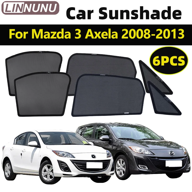 

LINNUNU Magnetic Car sunshade For MAZDA 3 Axela BL 2008-2013 Windshield curtains Summer Sun UV protection Sunscreen accessories