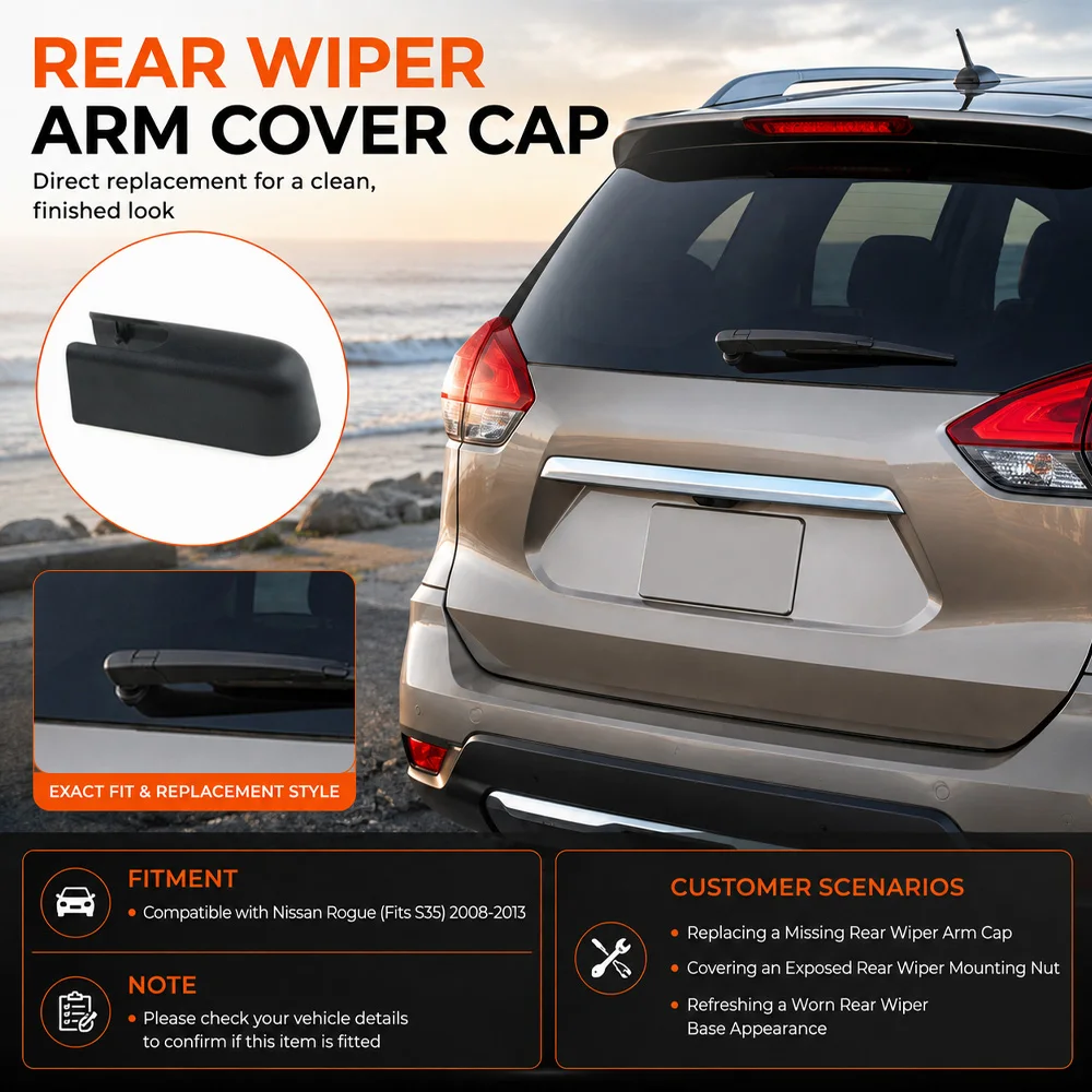 Car Rear Windshield Wiper Arm Nut Cap Cover for Nissan Rogue S35 2008 2009 2010 2011 2012 2013