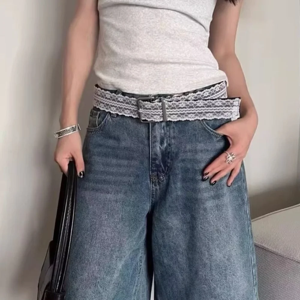 

Retro Flower Lace Waist Belt College Style Pu Leather Women's Belt Wide Punk Dress Jeans Belt Spicy Girls