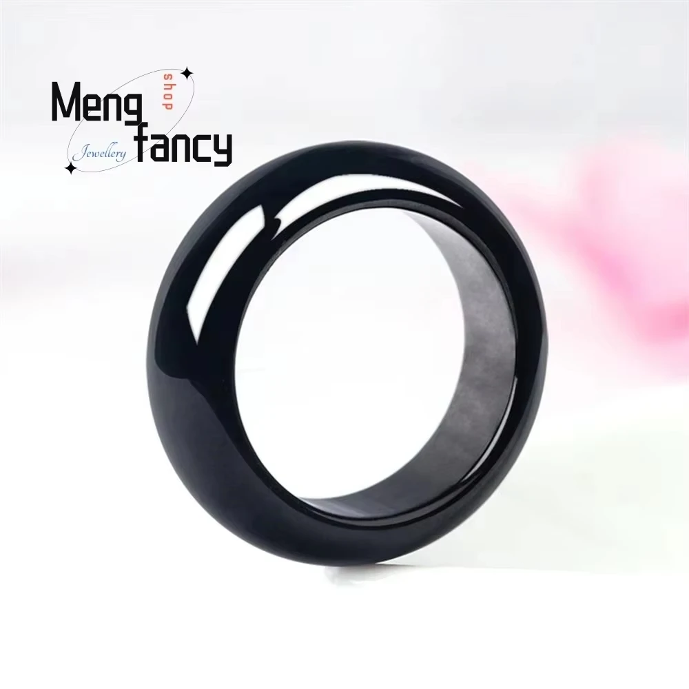 Natural A-goods Jadeite Ink Jade Ice Men Women Couple Promise Ring Simple Exquisite Fashion Luxury Fine Jewelry Wedding Souvenir