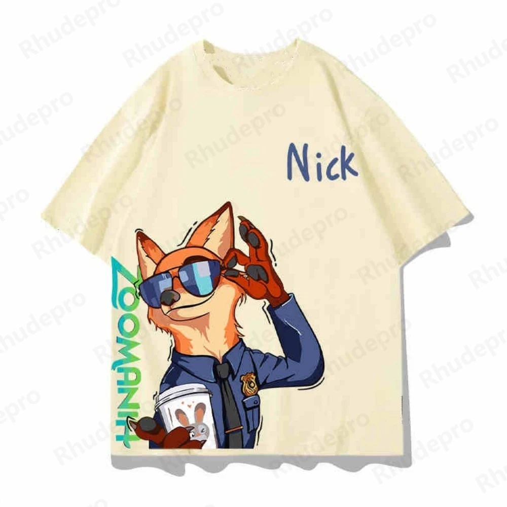 Zootopia جودي هوبس ضابط أرنب تي شيرت موضة قصيرة الأكمام قميص ديزني قميص هاواي صيفي الصيف الاستوائية طباعة عطلة قميص