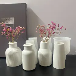 Circular Stripe Vase Silicone Mold DIY Cylindrical Stereoscopic Vase Ornaments Vase Dropping Mold Home Decoration Gardening