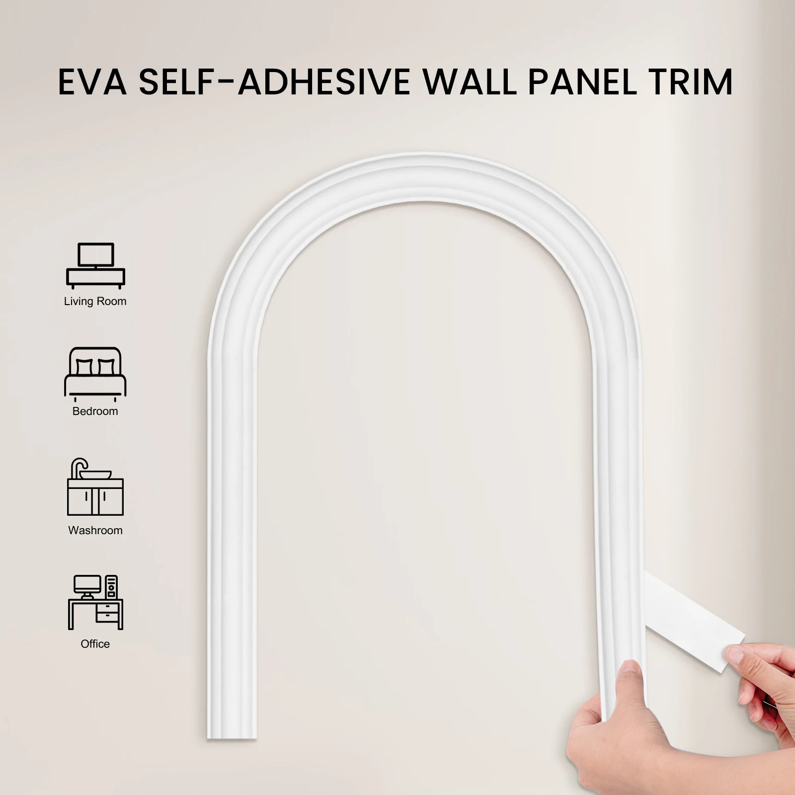 3 Meters Peel and Stick EVA Molding Trim Flexible Molding Trim Waterproof Wall Panel Strip Self Adhesive Wallpaper Wall Border