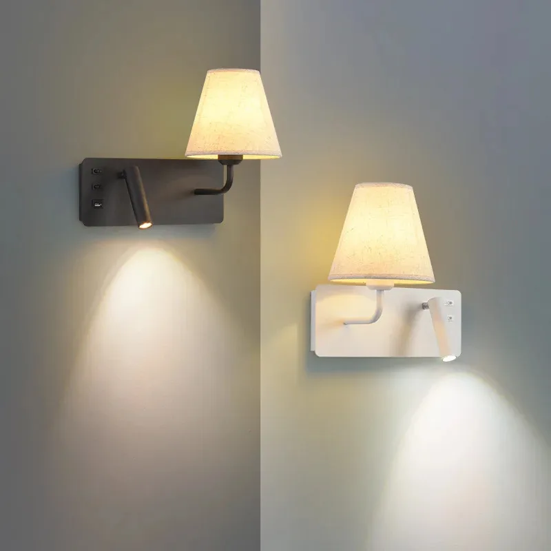 

Bedroom Bedside Sconce Wall Light Aisle Home Indoor Decor Lighting Spotlight Reading Lamp With Switch USB Living Room Foyer