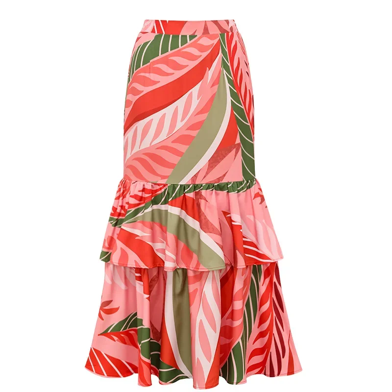 Maillot de bain une pièce pour femmes, 2 pièces, Cover-up, à volants, imprimé Dongbei, décolleté en V profond, Monokini, Kimono, vêtements de plage, été, 2024