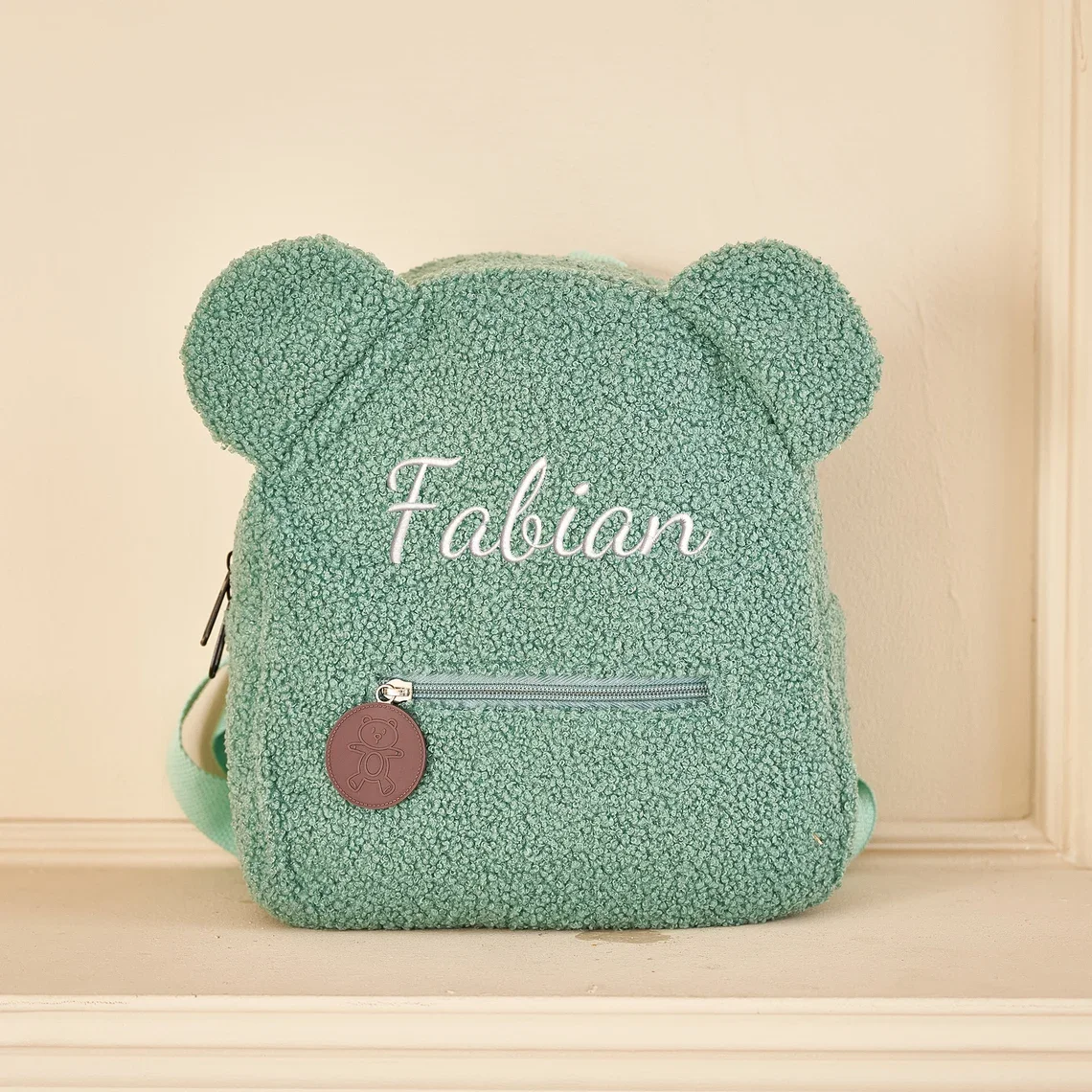 Mochila personalizada para bebés y niñas, bolso de bebé de Color sólido de felpa con nombre personalizado, mochila informal para niños pequeños