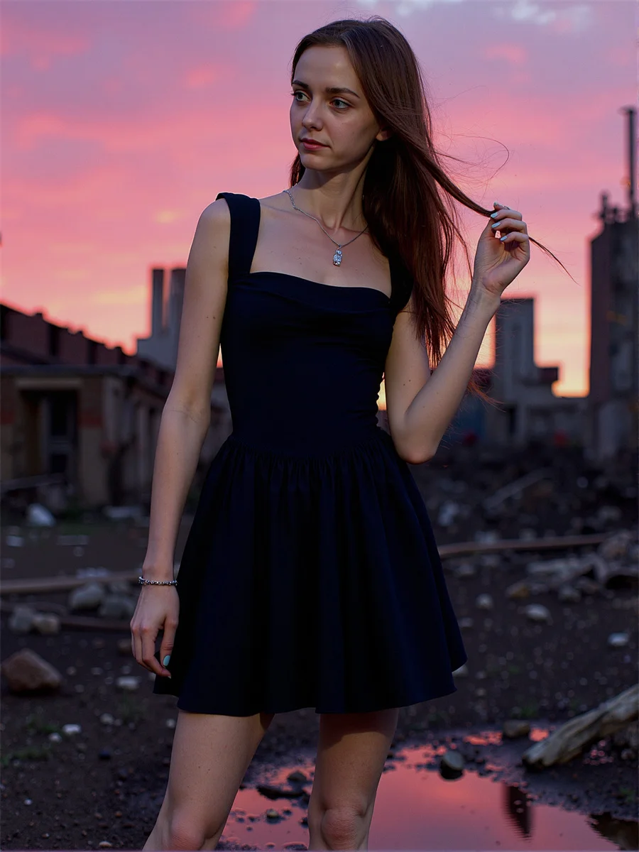 Dames zwarte jurk vrouw bijgesneden skater lang luipaard mesh puur ronde hals één schouder shirring uitgesneden Y2K Koreaanse stijl fancy