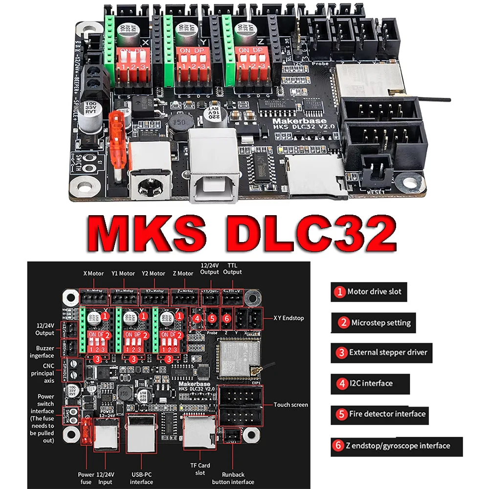 MKS DLC32 GRBL Controller ESP32 WIFI Laser CNC Board with TS24/TS35 Touch Screen for Laser Engraving Machine