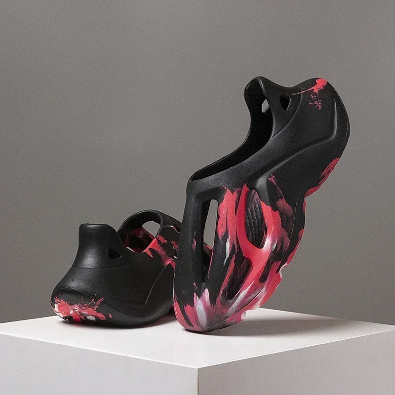 여름 남녀 슬리퍼 카모플라쥬 플랫폼 야외 크록스 신발 비치 샌들 남성용 소프트 EVA 실내 홈 슬라이드 커플 플립플랍