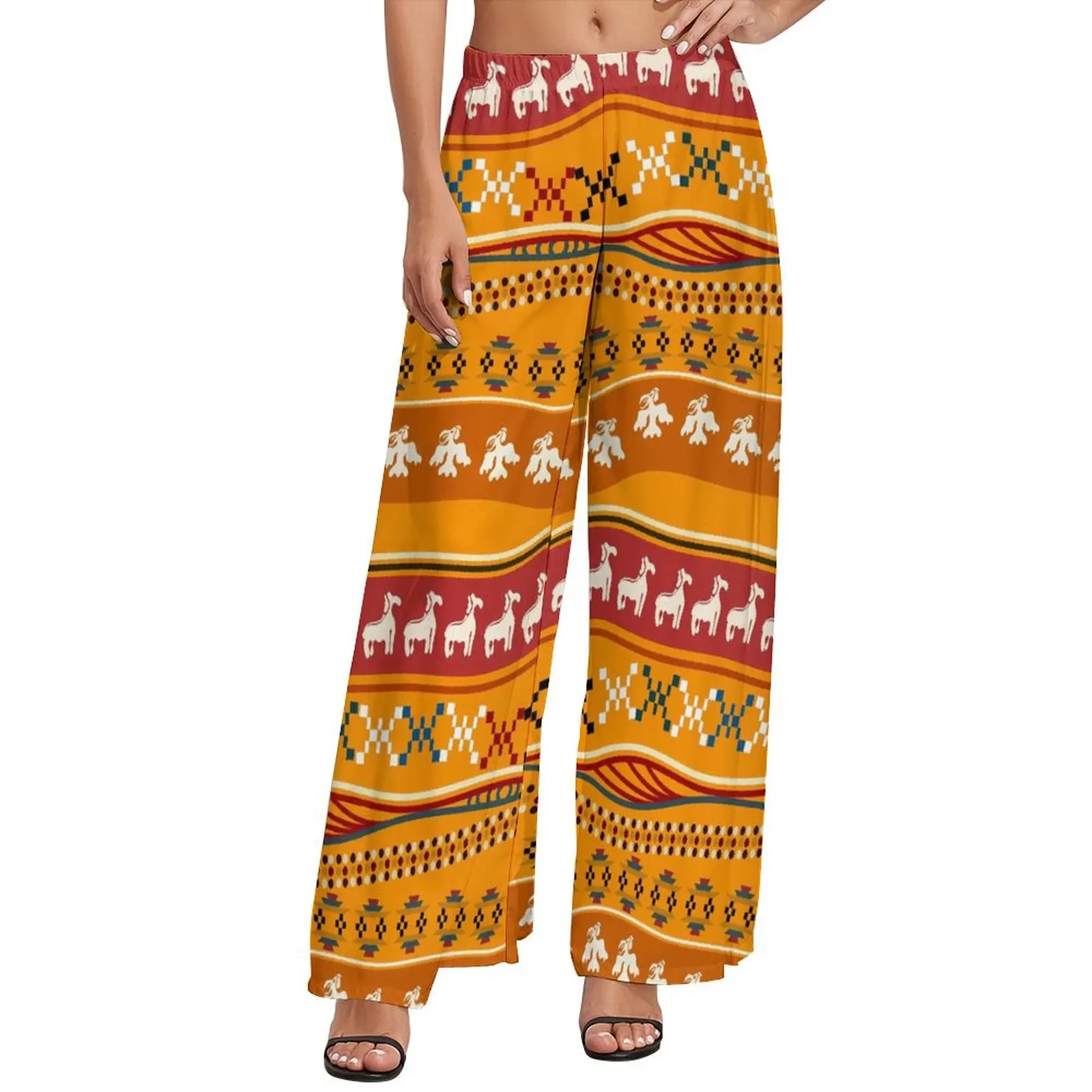 Vintage Tribal Print Pants Women  Aesthetic Trousers High Waisted Trendy Wide Pants Gift Idea