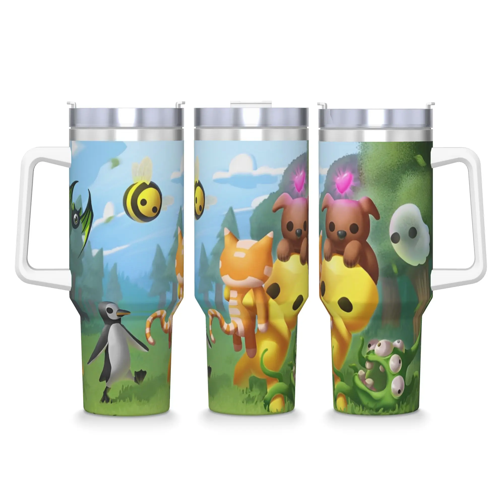 

Стакан для онлайн-игр Wobbly Life, 40 унций, стаканы из нержавеющей стали с двойными стенками, вакуумная изоляция, чашка с соломинкой