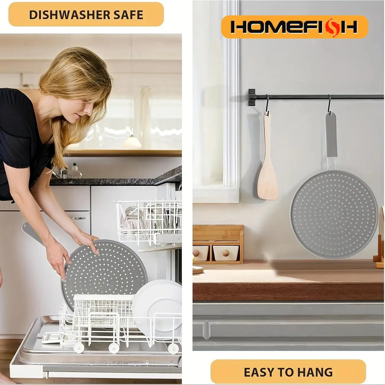 Silicone Kitchen Splatter Screen with Handle Heat-resisting Oil Splash Guard Drain Board Cover Kitchen Frying Pan Lid