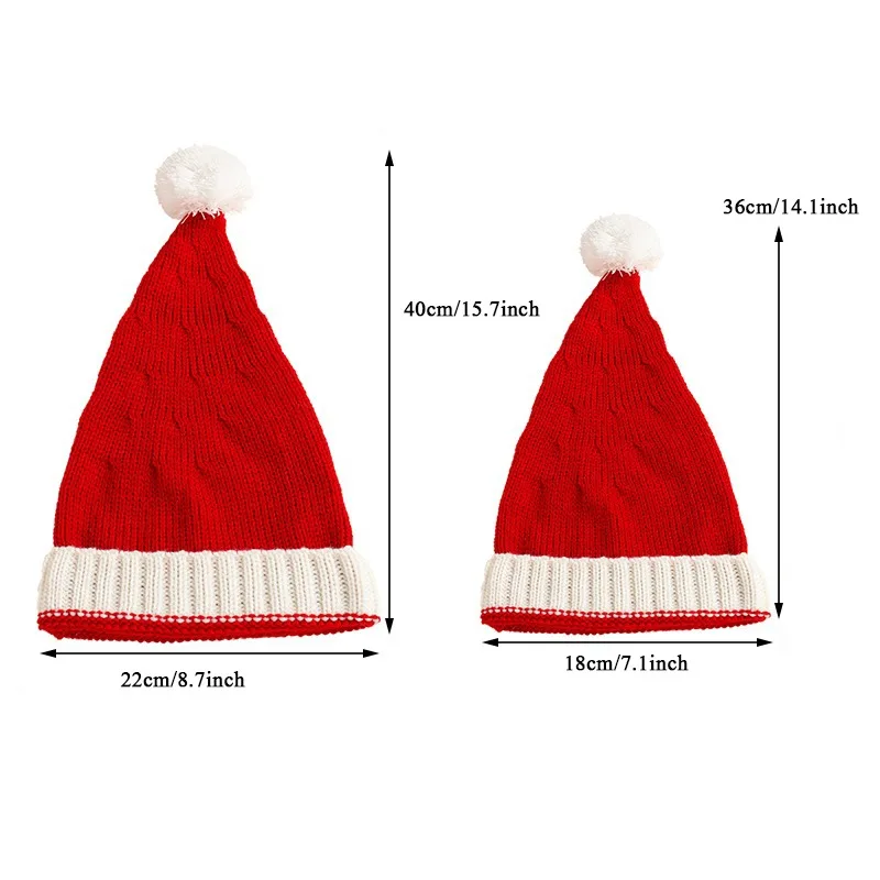 2025 cappello di natale lavorato a maglia carino pompon adulto bambino morbido berretto babbo natale festa di capodanno regali per bambini Navidad Natal Noel decorazione