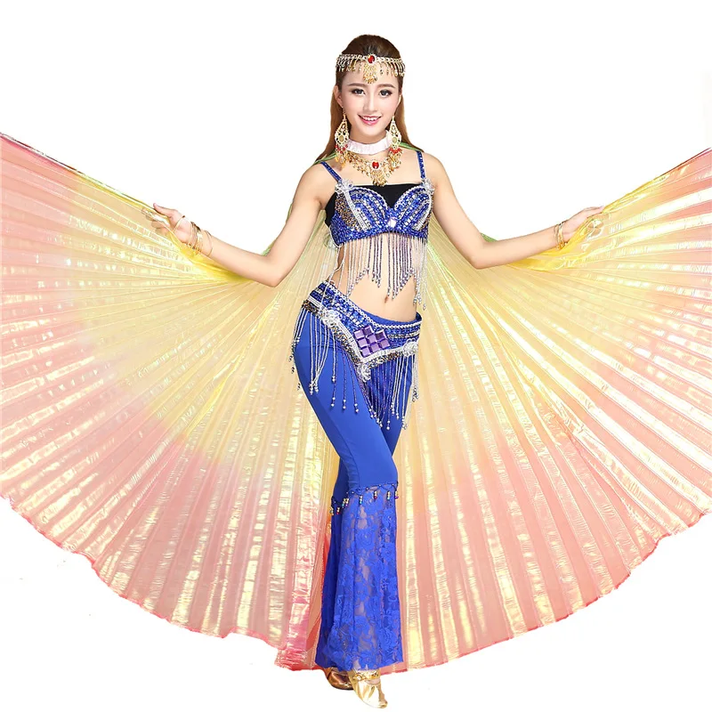 Wholesale belly dance wings dance props 360 degree gradual change color wings Egypt Indian dance performance color wings props