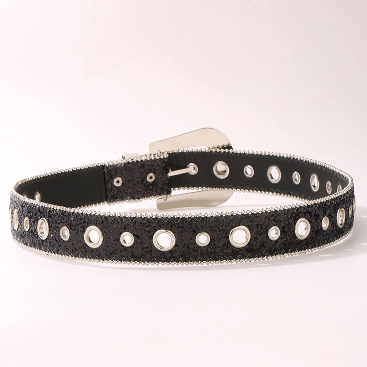 Y 2K Strass Riem Vrouwen Zilverkleurige Glinsterende Tailleband Verstelbaar Plus Size Glitter Pu Lederen Harajuku Jeans Broek Riem Decoratief