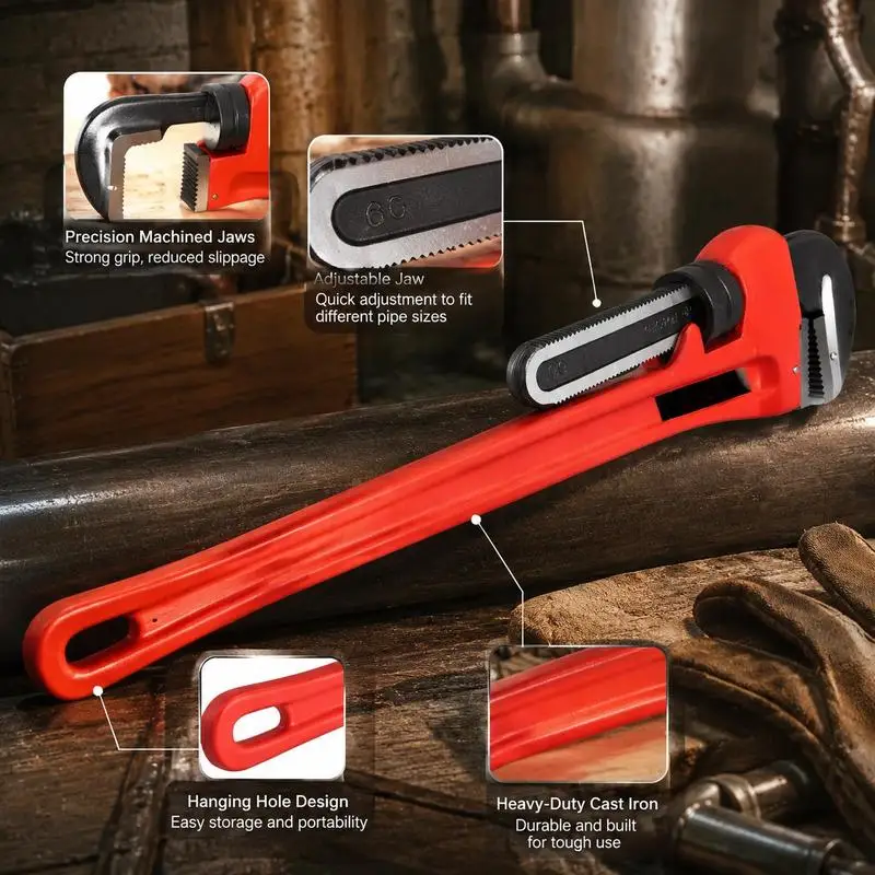 Heavy-Duty Plumbing Lever 51-Inch For Industrial Maintenance Construction Infrastructure Repair, Cast Iron Handle Hook Jaw Tool Professional Manual Torque Adjuster view 5
