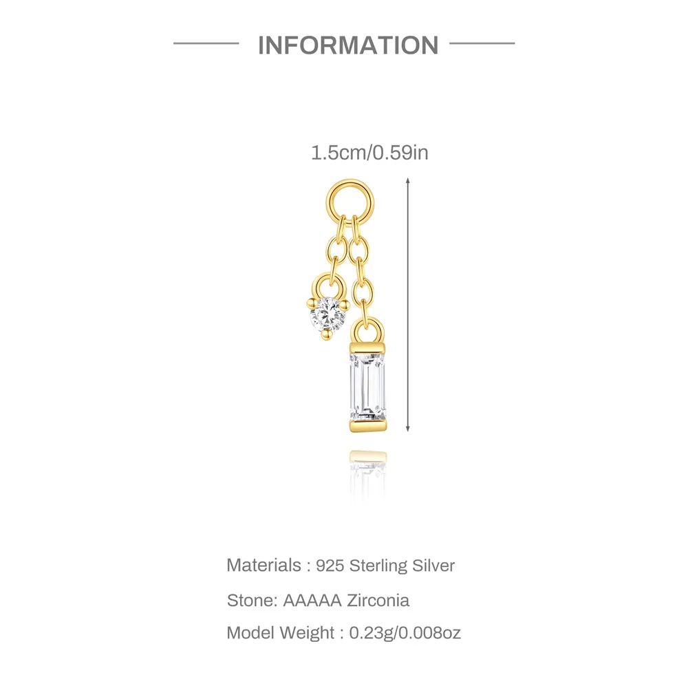 AIDE 1 Stück 925 Sterling Silber Ersatzteile Ketten Teil für Ohrstecker Piercing Creolen Tropfenohrring Damen Edlen Schmuck Geschenk
