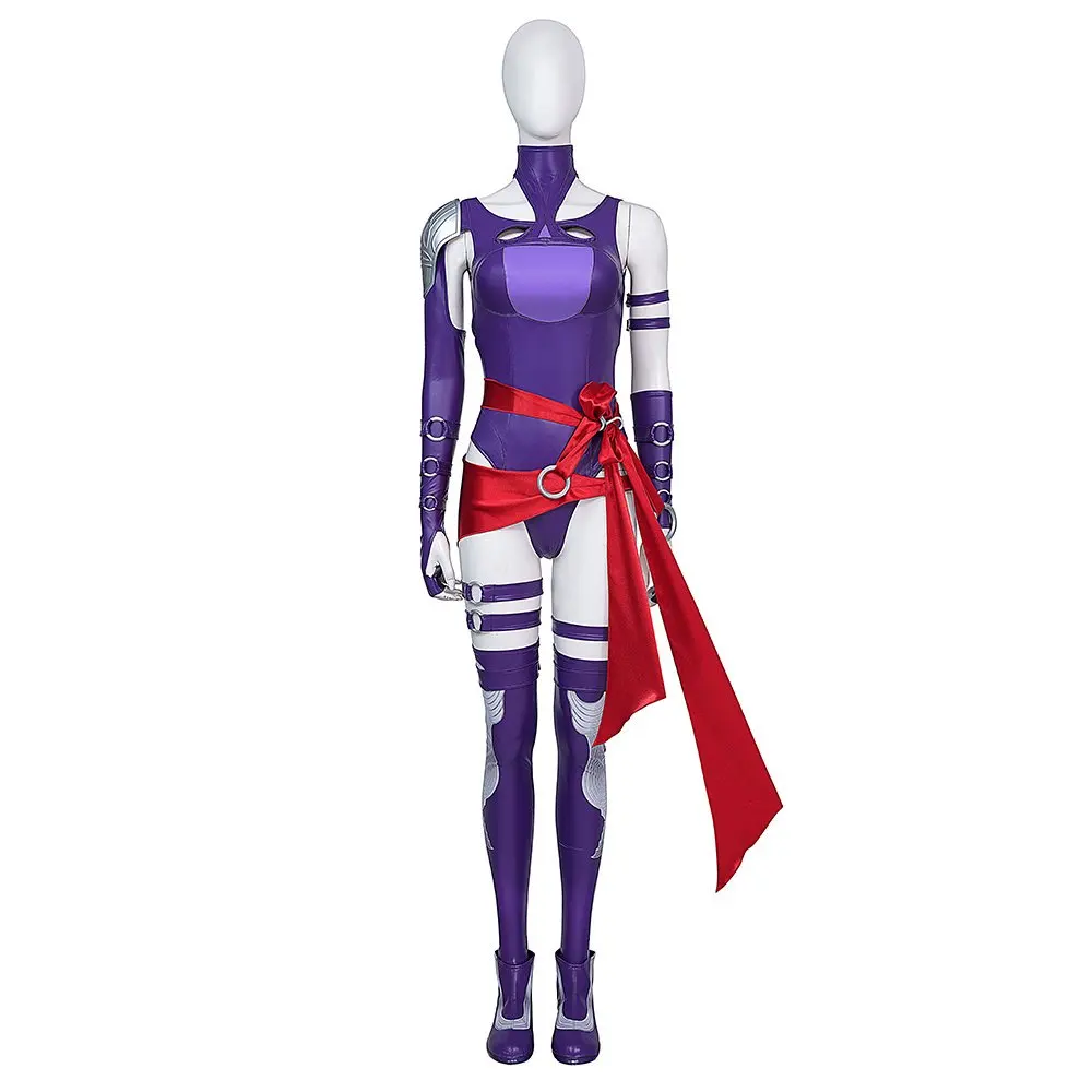 

Psylocke Cosplay Rivals Cosplay Fantasia Costume Hat Gloves Dress Socks Disguise For Women Adult Halloween Carnival Party Suit