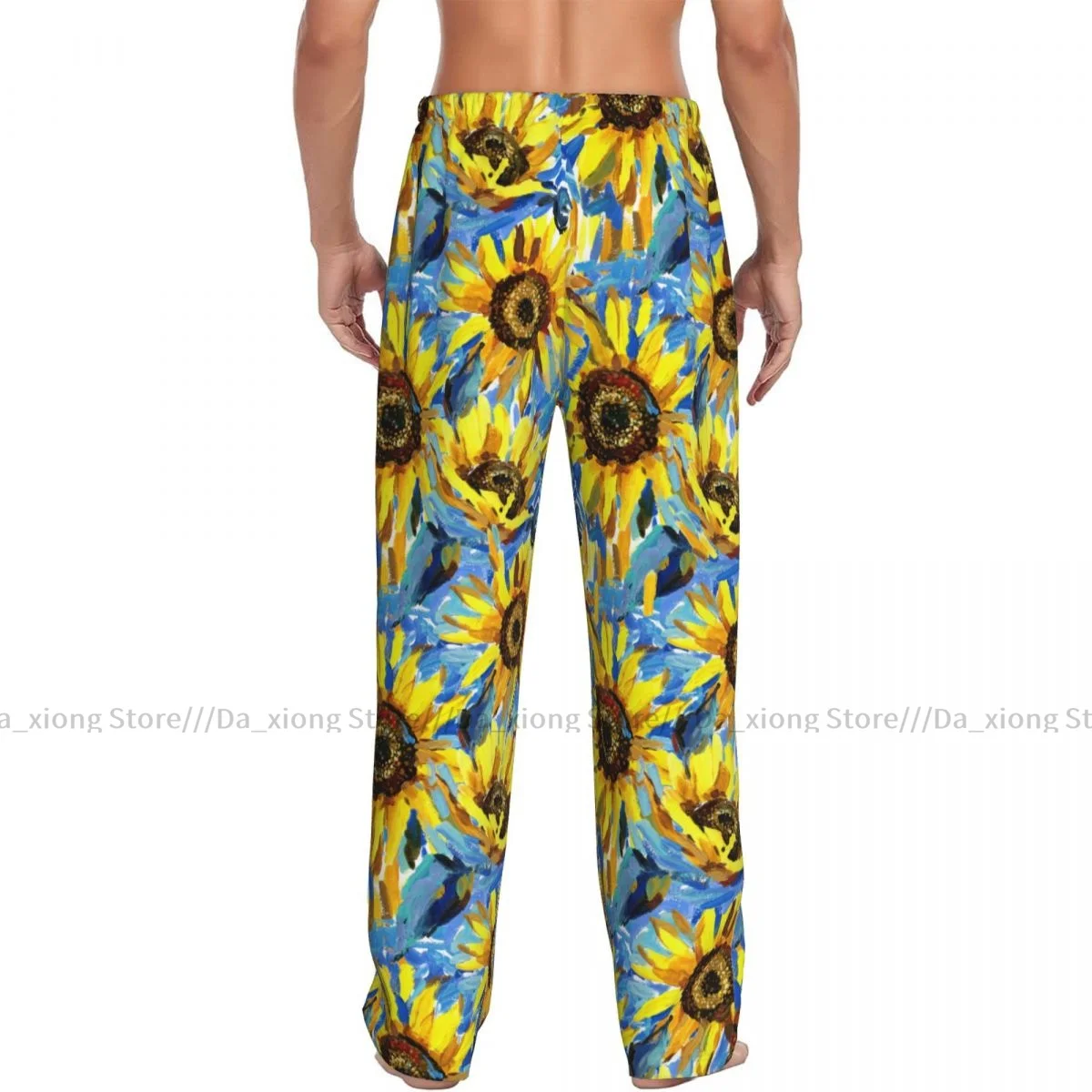 Ropa de dormir para hombre, pantalones sueltos para dormir, pijamas de girasoles, pintura de impresionismo, pantalones largos de salón, ropa informal para el hogar