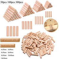 50-300pcs Woodworking Doweling Jig Kit Round Grooved Fluted Wooden Plug Wood Dowel Pins Rod Drilling Guide Locator Tool