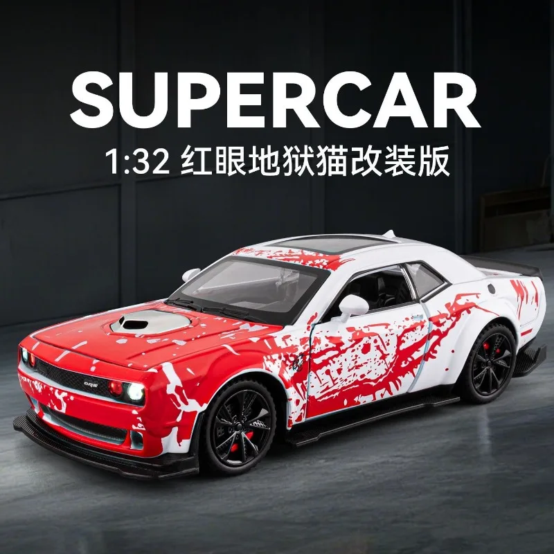 1:32 scale dodge challenger srt hellcat redeye widebody muscle car alloy diecast model scissor doors light sound kids toy gift