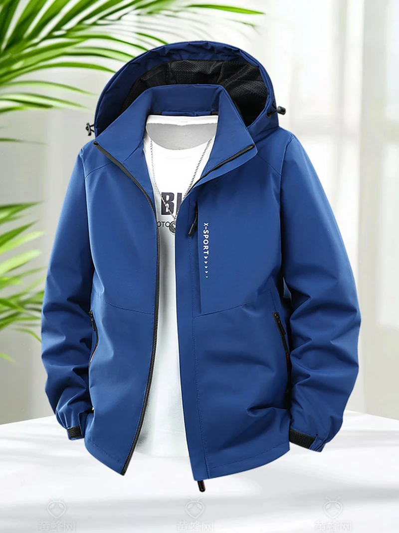 Veste imperméable grande taille 8XL pour hommes, veste de randonnée légère avec capuche, doublure en maille, manteaux de Camping respirants à fermeture éclair, grands et grands