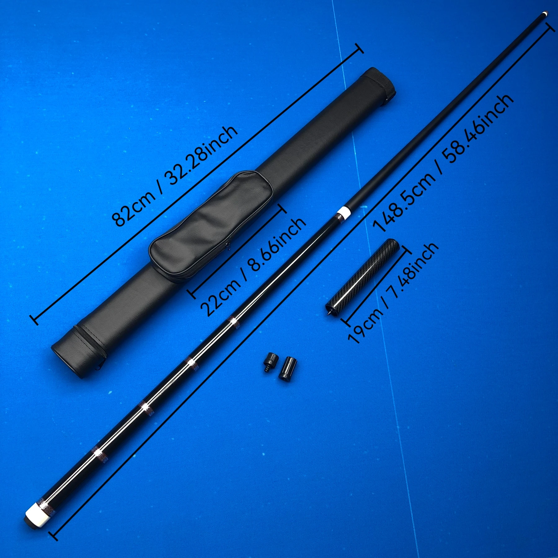 

Low Deflection Fiberglass Pool Cue 13mm Rainbow ML Tip Stainless Quick Joint 2-Piece w/ Joint Protector Extension & Hard Case